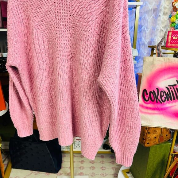 NWT Halogen Pink Long Sleeve Cable Knit Sweater Size Medium - Picture 3 of 7